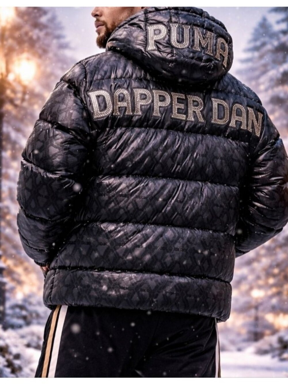 Puma x Dapper Dan Studded Puffer Bomber Reversible Jacket Coat NWT Small